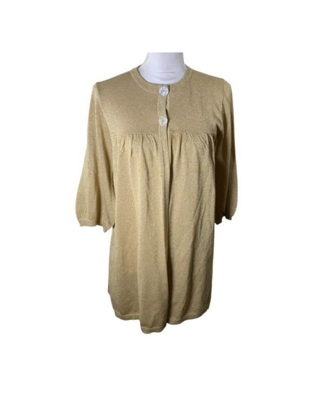 Steve Madden Sweater Womens L Gold Metallic Knit Glam Party Holiday